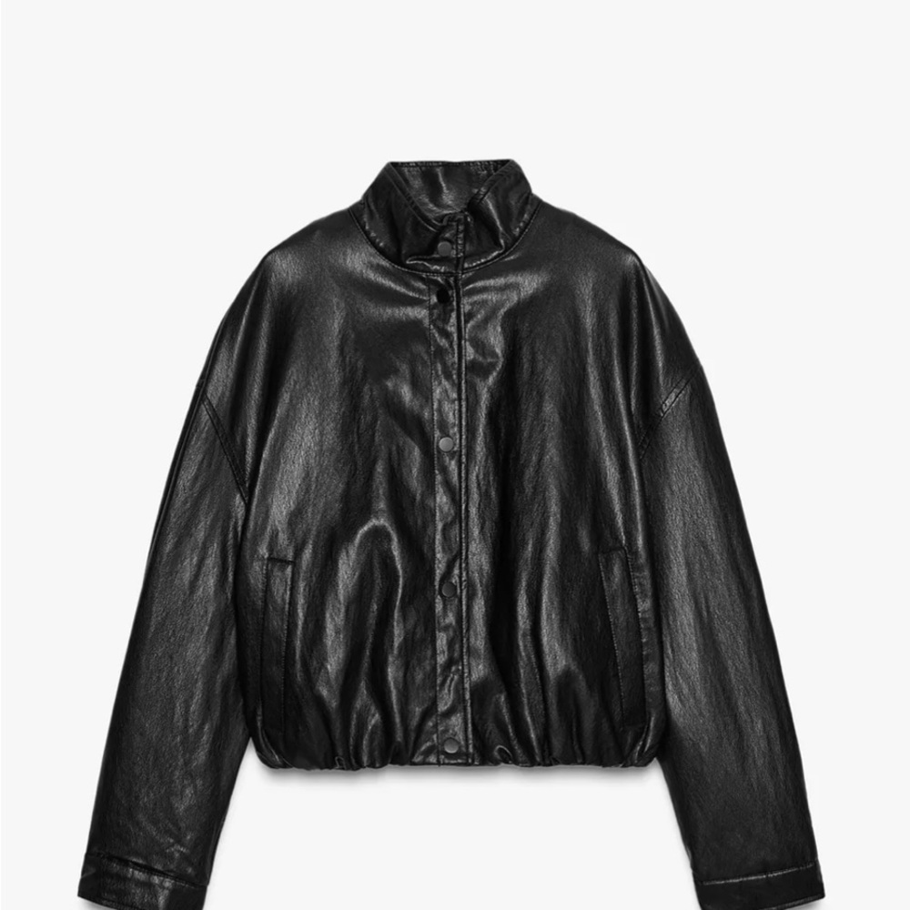 Zara Black Leather Jacket - Picture 5 of 11